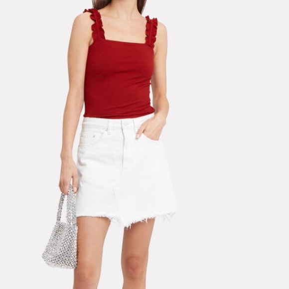 Intermix Red shirt ruffle straps, ribbed knit, size‎ medium - Picture 10 of 10